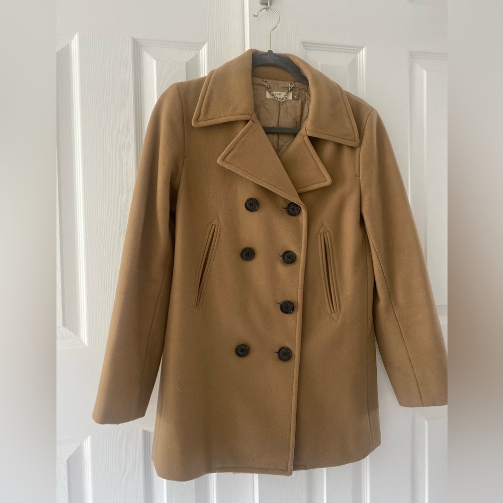 J. Crew Camel Wool Thinsulate Tailored Pea Coat Small